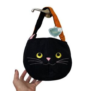 Vintage Target Halloween Black Cat Trick Treat Bucket Soft Cloth Felt Pail TAGS
